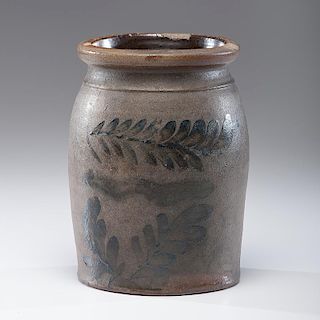 Stoneware Jar with Cobalt Sprigs