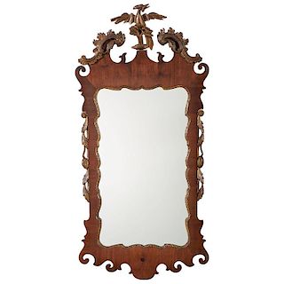 Chippendale Mahogany Mirror with Gilt Phoenix