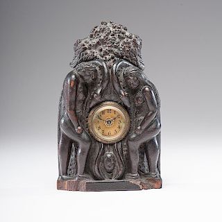 Folk Art Carved Wood Clock Case
