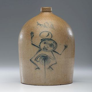 Red Wing Stoneware Jug with Cobalt Figure
