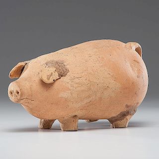 Folk Art Stoneware Pig Jug