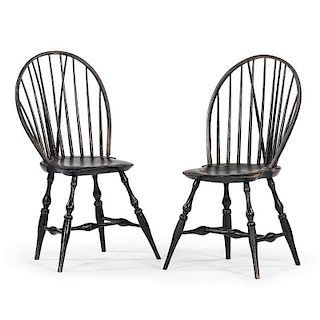 Brace Back Windsor Chairs in Original Paint