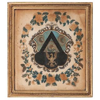 American Armorial Shield on Velvet with Eagle