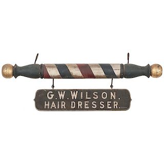Hair Dresser's Trade Sign in Original Paint