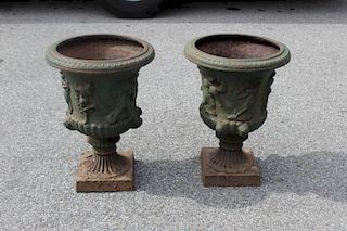 Pair of Green Painted Classical Iron