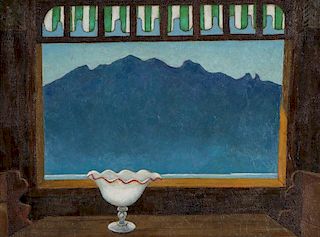 Emlen Etting (American, 1905-1993) "View From Mt. Pelerin", 1949