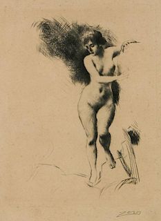 Attributed to Anders Zorn (Swedish, 1860-1920) "Nude" Etching