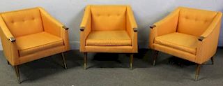 Set of 3 Midcentury Karpen Club Chairs.
