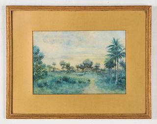 Jules A Dieudonne (1853-1914) Landscape Watercolor Painting