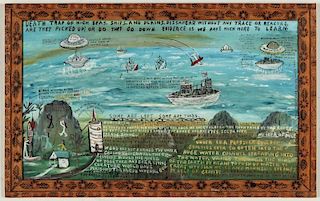 Howard Finster (1916-2001) "Death Trap of the High Seas", #399 (1977)