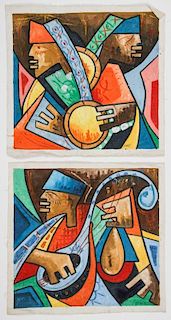 Philip Babarinlo (Nigerian, 20th c.) Pair of Paintings on Canvas