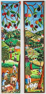 Haitian School (20th c.) 2 Landscape Paintings