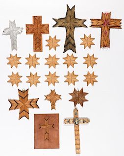 Collection of 21 Matchstick Crosses & Stars