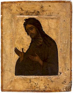 A RUSSIAN ICON OF ST JOHN THE BAPTIST, MOSCOW, 17TH CENTURY