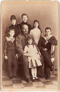 CABINET PHOTOGRAPH OF EMPEROR ALEXANDER III WITH SPOUSE AND CHILDREN, 1888