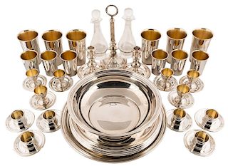 A VERY FINE VIENNESE SILVER TABLE SET FOR 6 PERSONS, CIRCA 1922