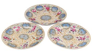 A GROUP OF THREE RUSSIAN PORCELAIN CHARGERS FROM THE SERVICE FOR MAHMUD II, IMPERIAL PERCELAIN MANUFACTORY, SAINT PETERSBURG,