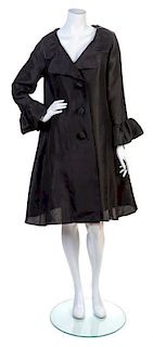 A Lanvin Black Silk Evening Coat, Size 40.