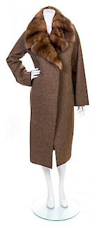 A Marni Heather Brown Cashmere Coat, Size 42.
