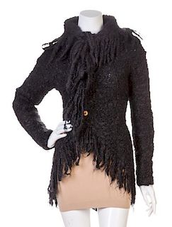 A Comme des Garcons Asymmetrical Black Mohair Sweater, No size.