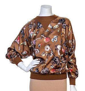 An Hermes Brown Silk Sweater, Size 44.