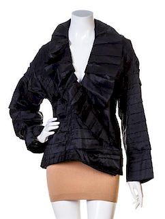 An Issey Miyake Black Pleated Jacket, Size M.