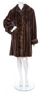 A Brown Mink Coat, Coat: no size; Headband: 22.5" x 3.25".