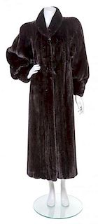 A Black Mink Full Length Coat, No size.