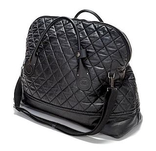 A Chanel Black Quilted Weekender Bag, 27" x 18.5" x 9".