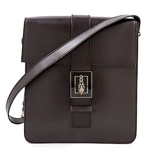 A Gucci Brown Leather Satchel Handbag, 11" x 12.5" x 2.5".
