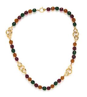 A Chanel Multicolor Glass Bead Necklace, 32" long.