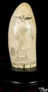 Large scrimshaw whale tooth