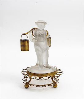 * A Molded Glass and Gilt Metal Figural Stand Height overall 9 1/2 inches.