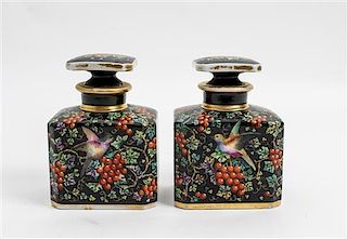 * A Pair of French Porcelain Bottles Height 6 1/2 inches.