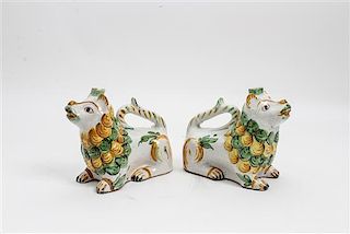 * A Pair of Italian Ceramic Pitchers Width 8 inches.