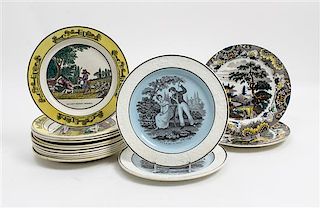 * A Collection of Fifteen Creil Plates Diameter of larger series 8 5/8 inches.
