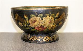 * A Tole Jardiniere Height 7 1/2 x diameter 13 3/4 inches.