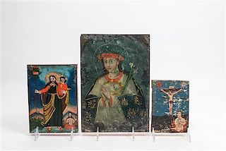 * Three Spanish Colonial Icons Height of largest 10 1/4 x width 7 1/4 inches.
