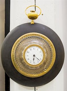 A French Ceramic, Gilt Metal and Cut Glass Mounted Wall Clock Diameter 13 inches.