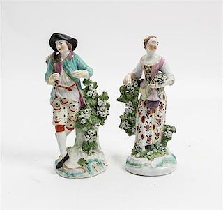 * Two English Bocage Figures Height of taller 7 5/8 inches.