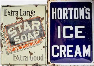 * Two Vintage Metal Advertising Signs First 26 1/4 x 20 inches.