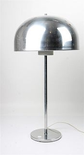 * A Chromed Aluminum "Mushroom" Lamp Height 32 inches.