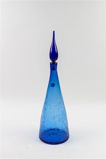* A Large Blue Glass Decanter