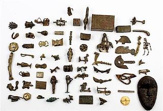 * A Collection of Ashanti Bronze Weights various sizes.