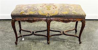 A Louis XV Style Needlepoint Bench Width 41 inches.