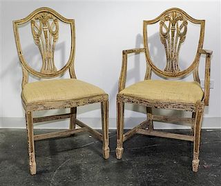 * A Pair of Italian Painted Side Chairs Height 38 3/8 inches.