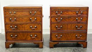 A Pair of Georgian Style Mahogany Chests of Drawers Height 25 x width 22 x depth 14 1/2 inches.