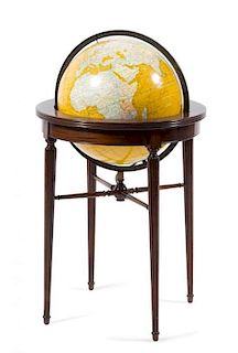 An Illuminated American Mahogany Library Globe, Cram Diameter 16 inches.