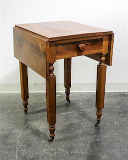 * An American Mahogany Work Table Height 28 1/2 x width 18 1/2 x depth 21 1/4 inches (closed).