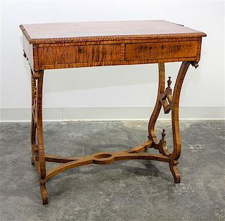 A Federal Style Tiger Maple Writing Table